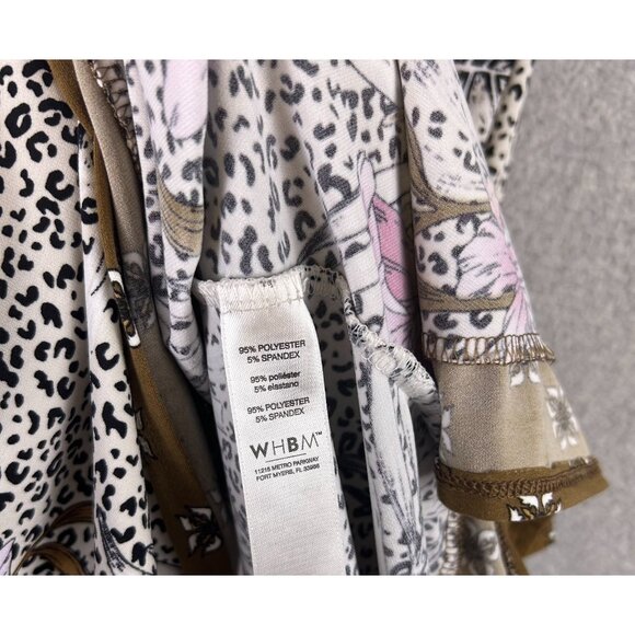 WHBM Maxi Dress Women's M Multicolor Leopard Floral Sleeveless Tie Waist Stretch - Picture 6 of 8